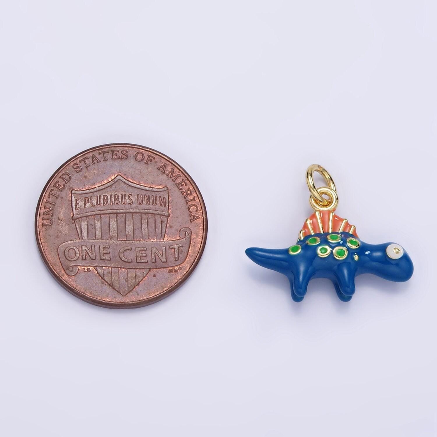 3d blue stegosaurus dinosaur pendant cute stegosaur dino charms jewelry ag-834