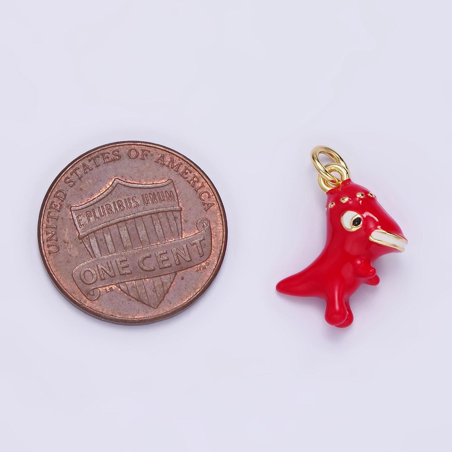 3d cute mini red tiny dinosaur charm mini dinosaur pendants enamel trex charm for bracelet earring necklace charm supply | ag-382