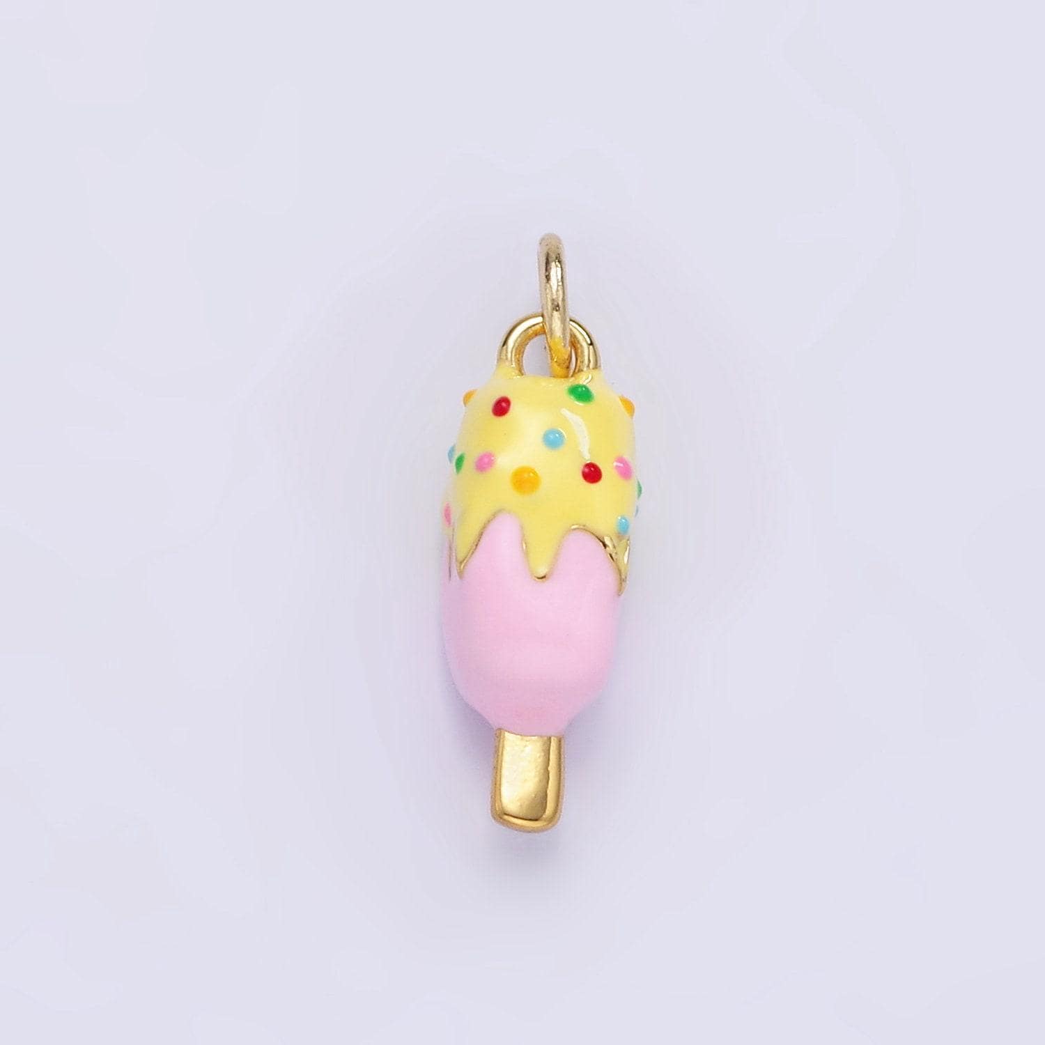 Mini enamel gold pink popsicle charm with sprinkles for bracelet summer party charm supply | ag-831