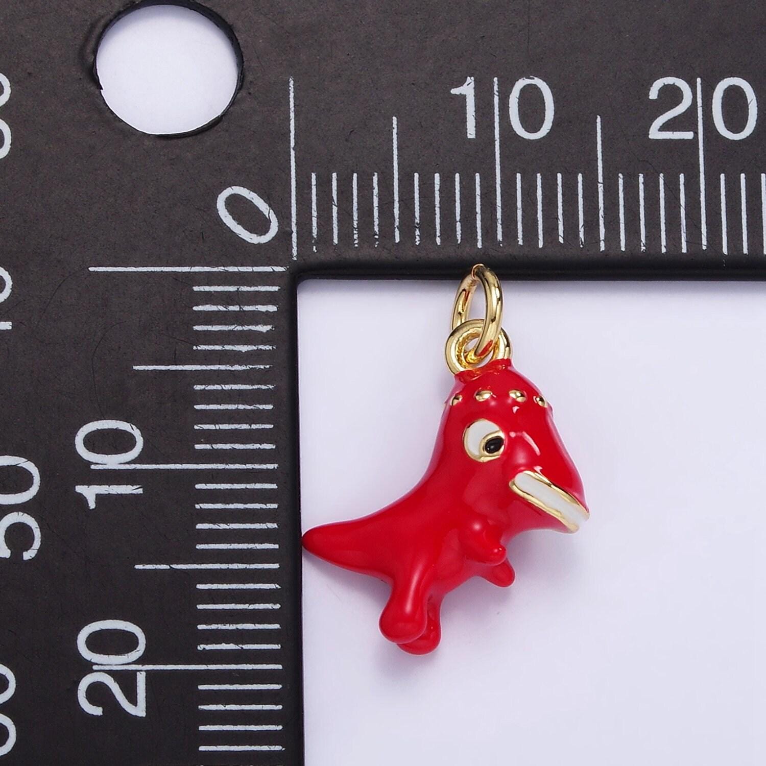 3d cute mini red tiny dinosaur charm mini dinosaur pendants enamel trex charm for bracelet earring necklace charm supply | ag-382