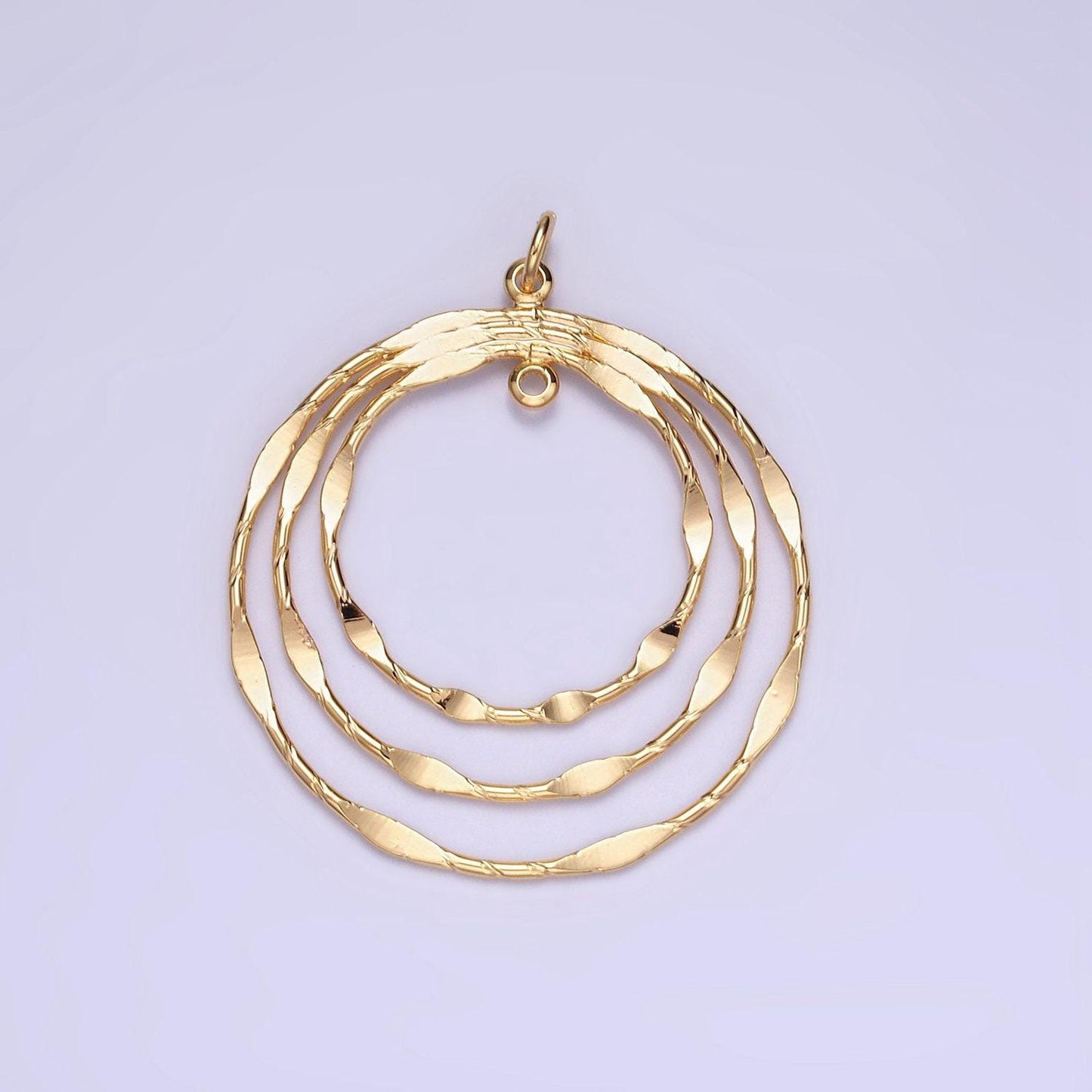 Big gold round charms, geometric jewelry shiny pendants, triple gradient circle charm gold filled for earring necklace supply ag828