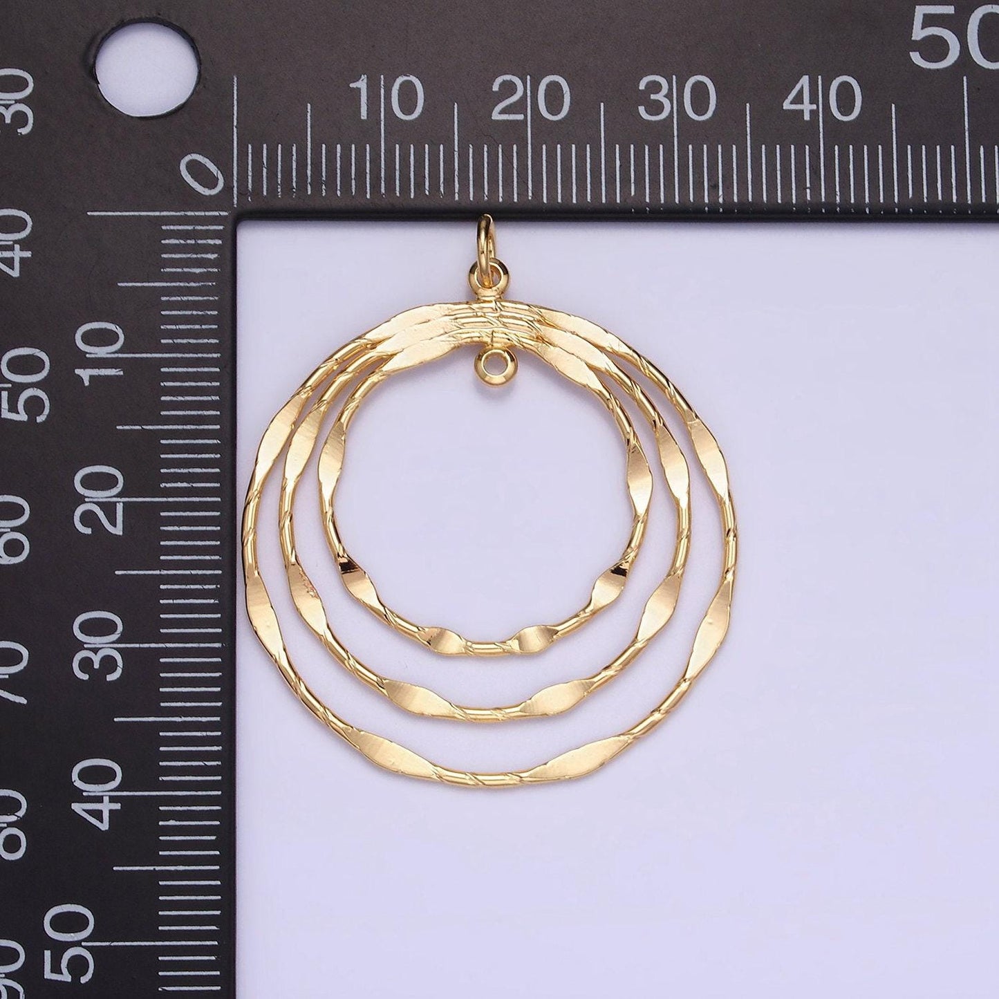 Big gold round charms, geometric jewelry shiny pendants, triple gradient circle charm gold filled for earring necklace supply ag828