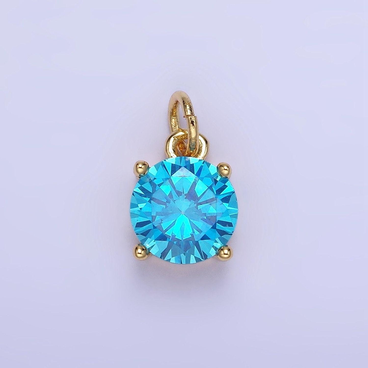 8mm colorful round cubic pendant cz dangle charms pink blue red clear tiny round pendant in 24k gold filled charm for add on charm ag813