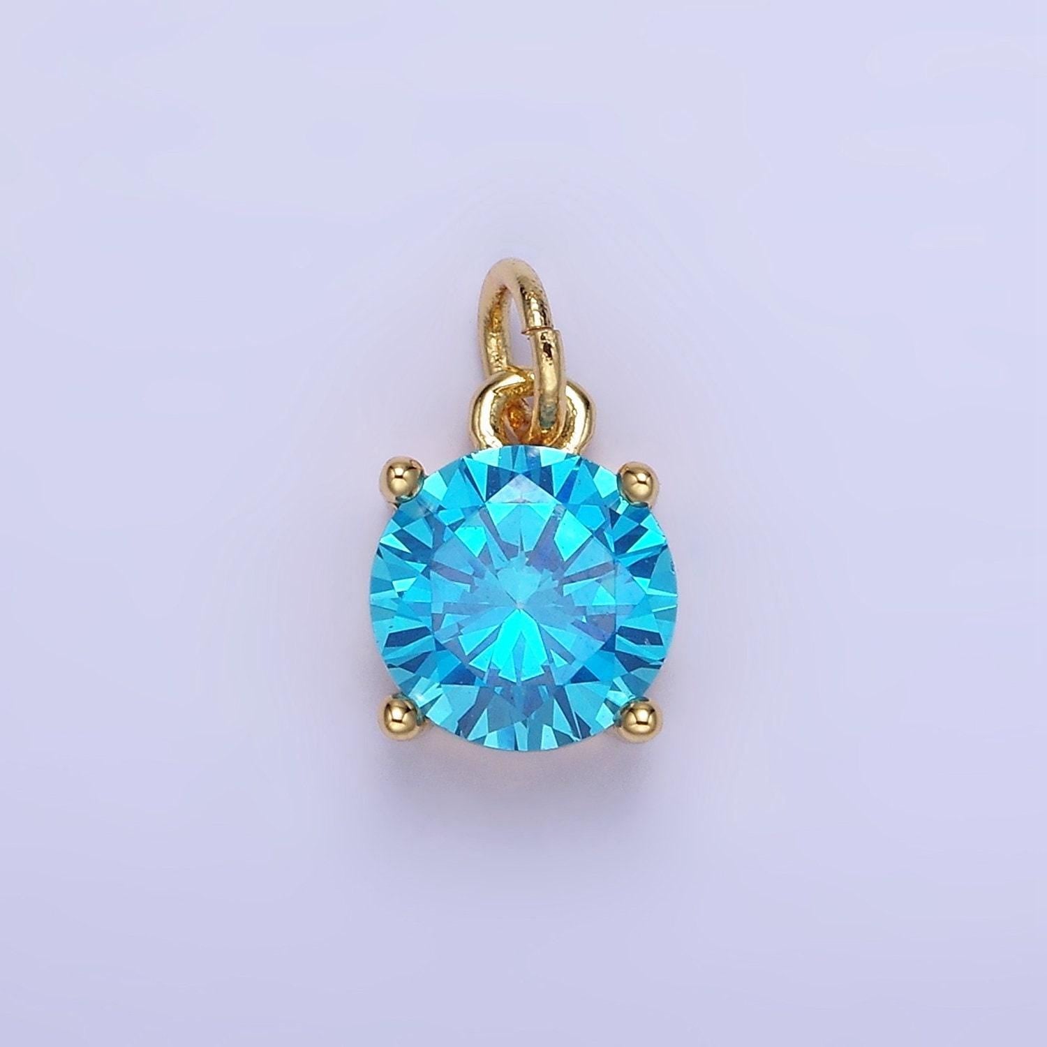 8mm colorful round cubic pendant cz dangle charms pink blue red clear tiny round pendant in 24k gold filled charm for add on charm ag813