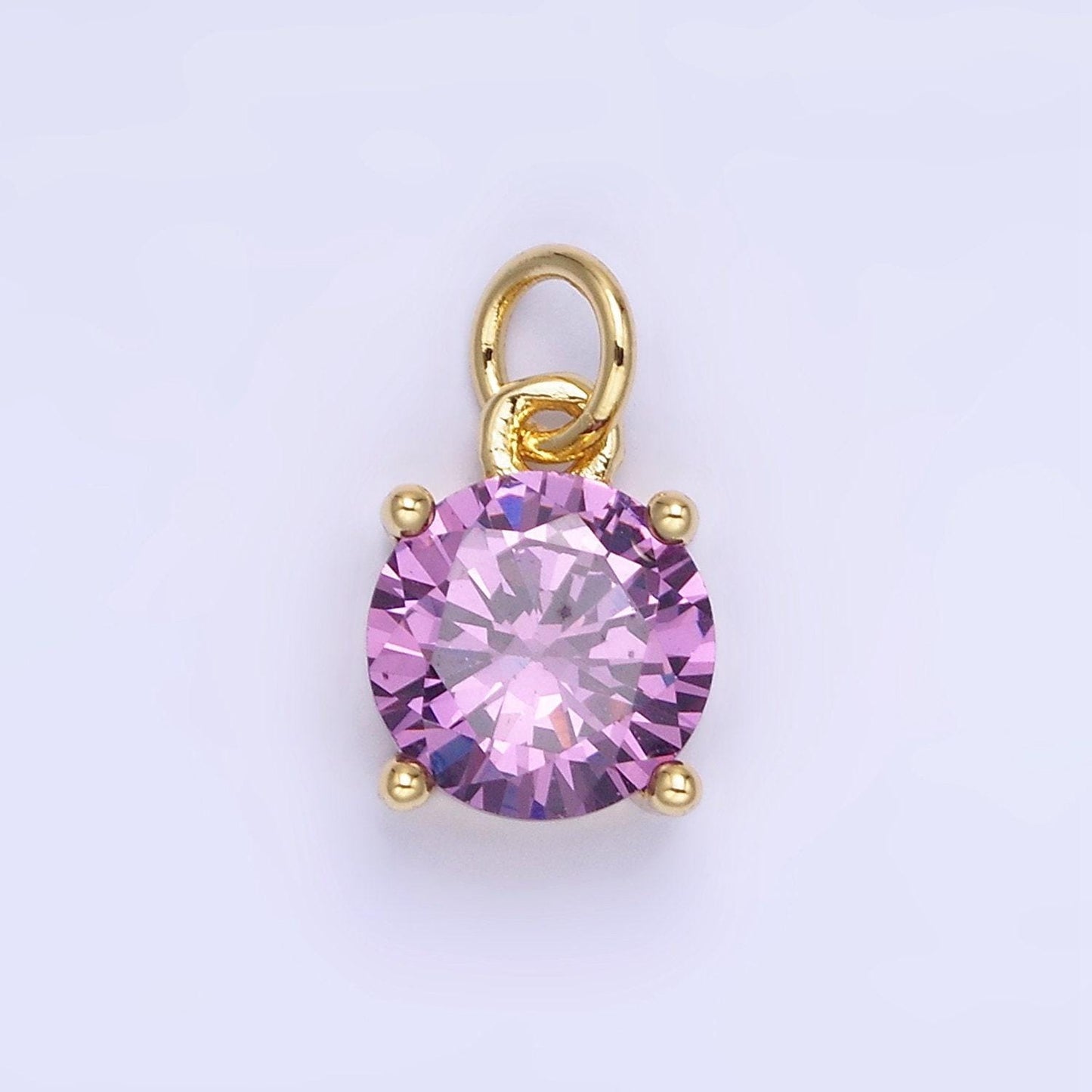 8mm colorful round cubic pendant cz dangle charms pink blue red clear tiny round pendant in 24k gold filled charm for add on charm ag813
