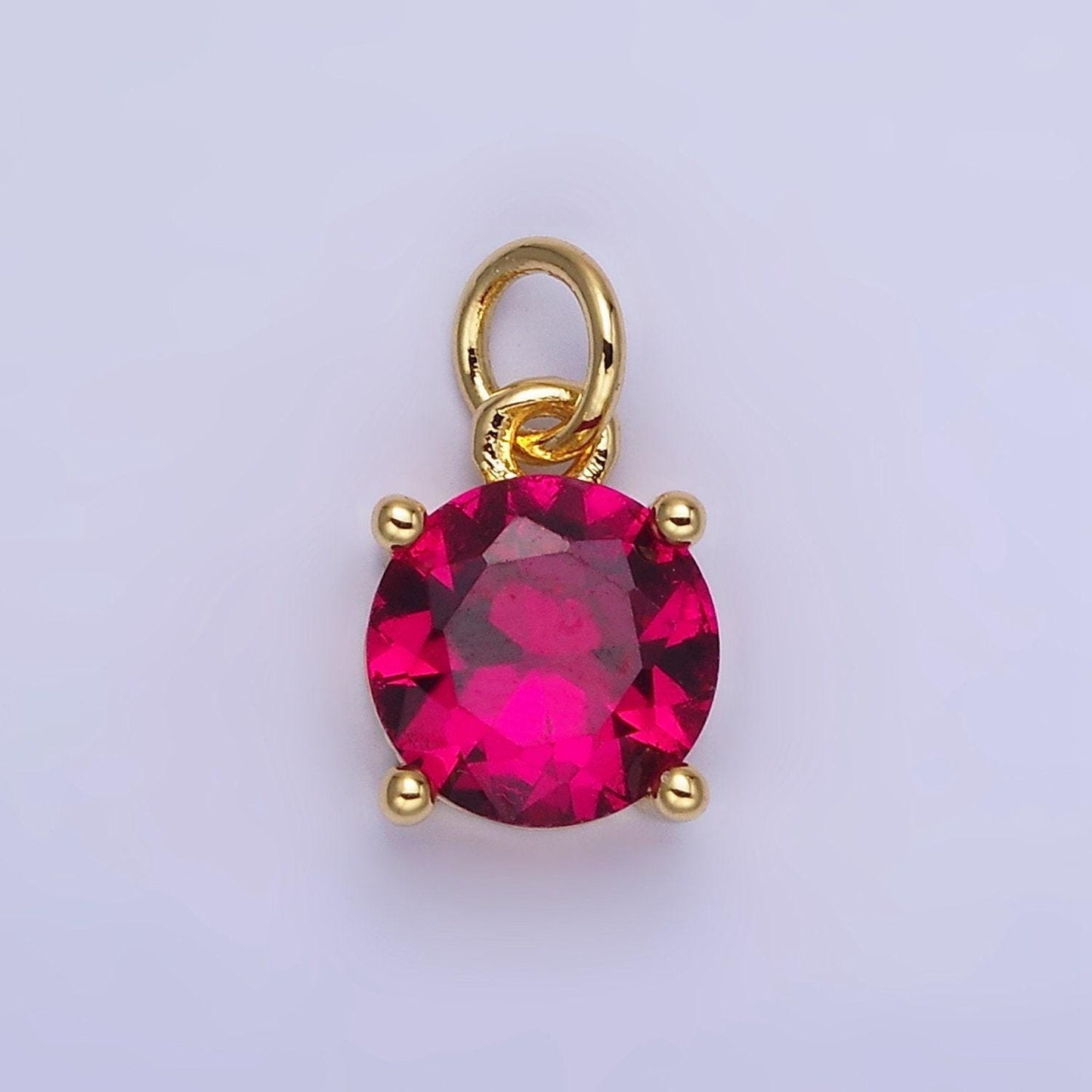 8mm colorful round cubic pendant cz dangle charms pink blue red clear tiny round pendant in 24k gold filled charm for add on charm ag813