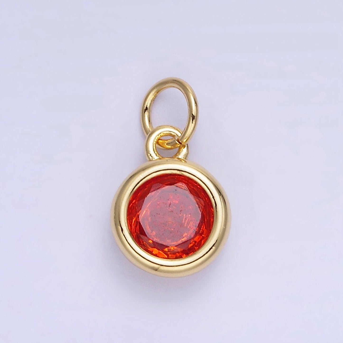 Round 26.6mm cz birthstone gold bezel charms | ag796-ag811