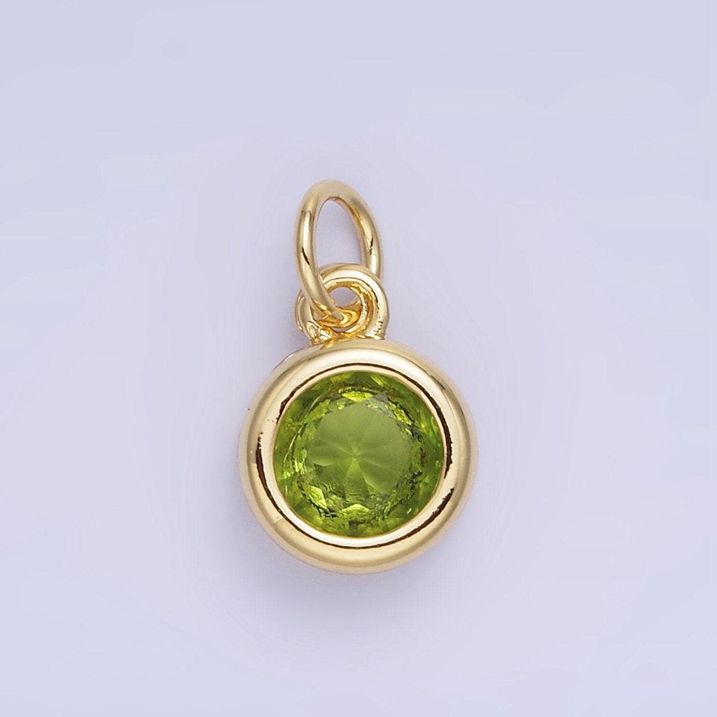 Round 26.6mm cz birthstone gold bezel charms | ag796-ag811