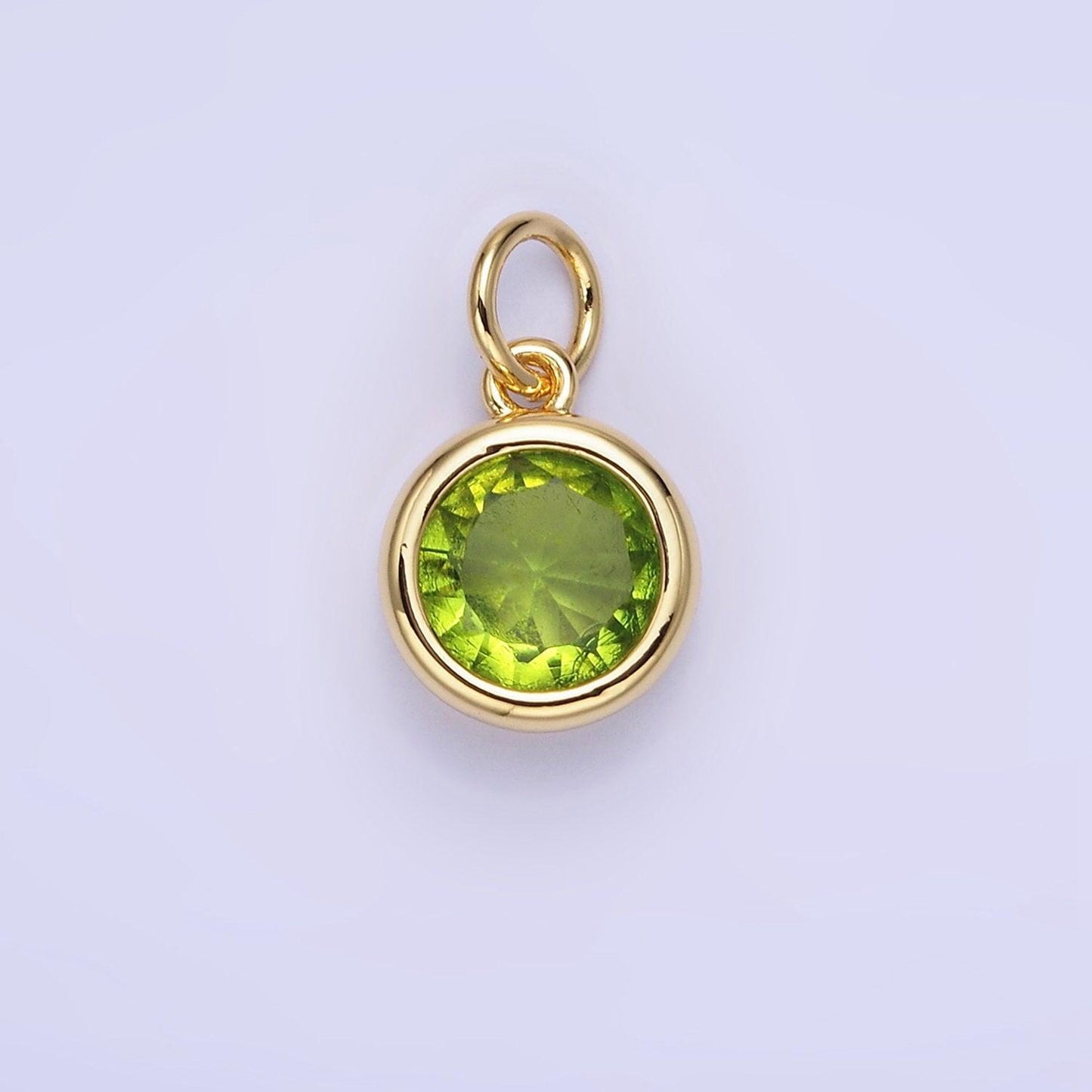 24k gold filled mini round cz clear stone pendant, add on charm mini crystal cz birthstone for necklace bracelet supply | ag780