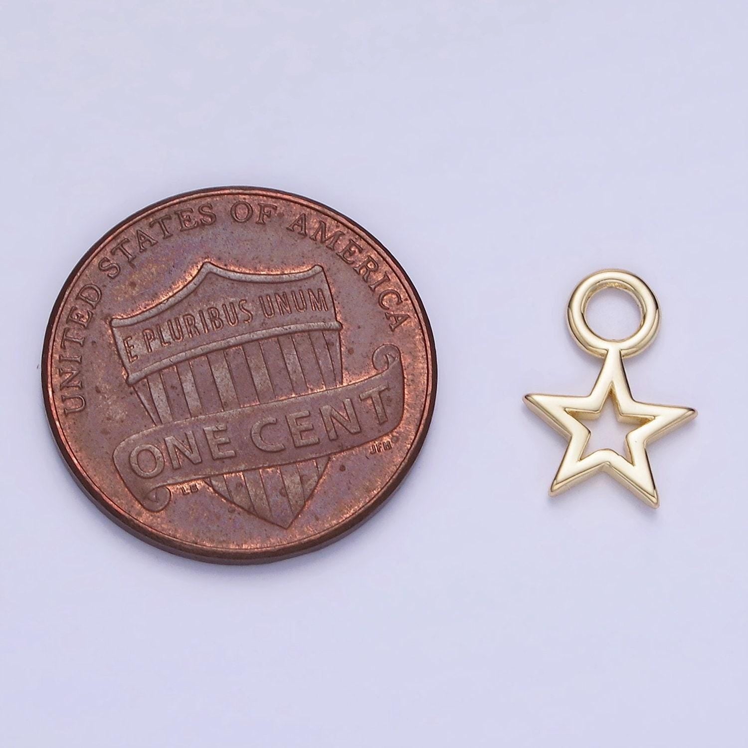 14k gold filled open celestial star mini charm | ag-754