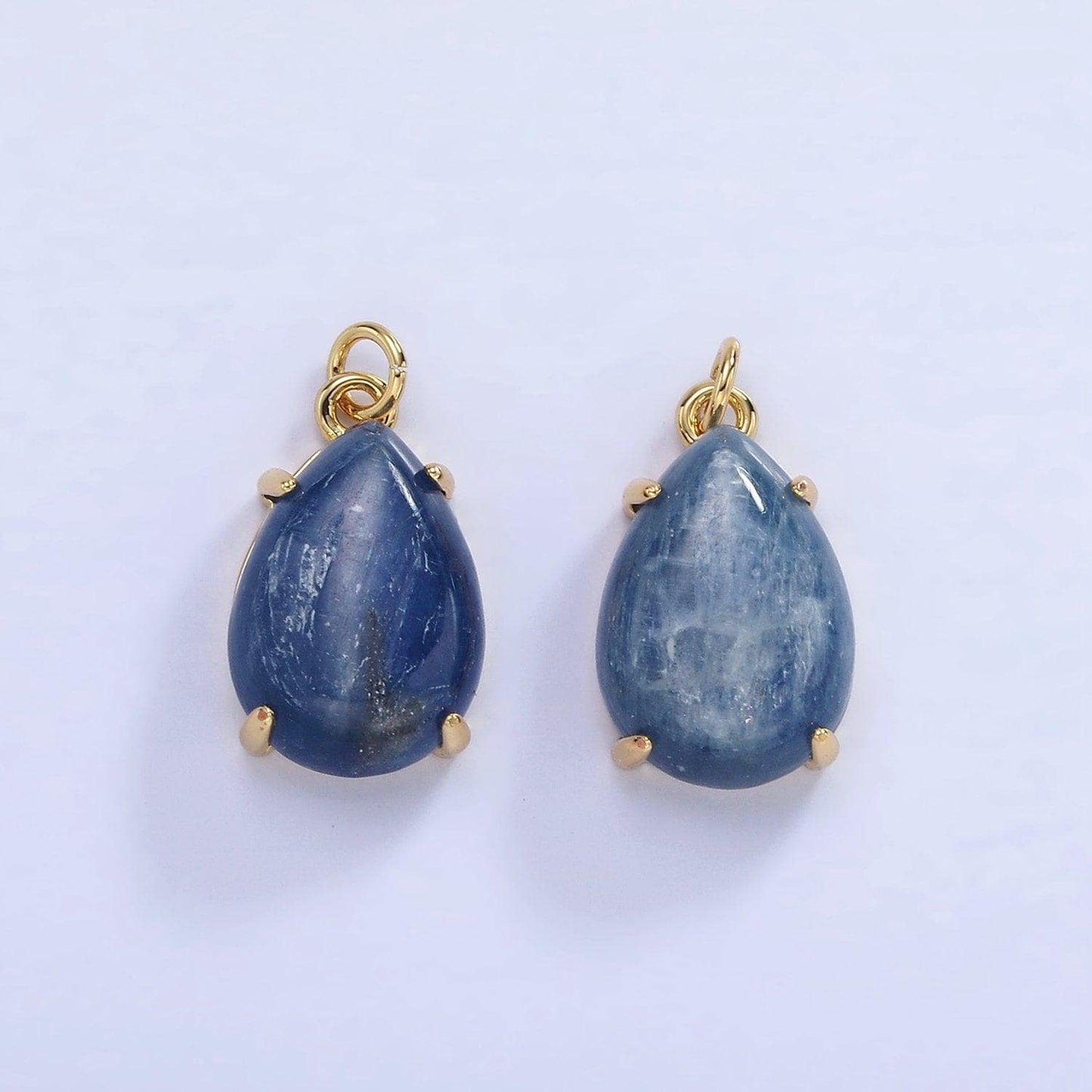 14k gold filled 18mm blue kyanite gemstone teardrop charm | ag-752