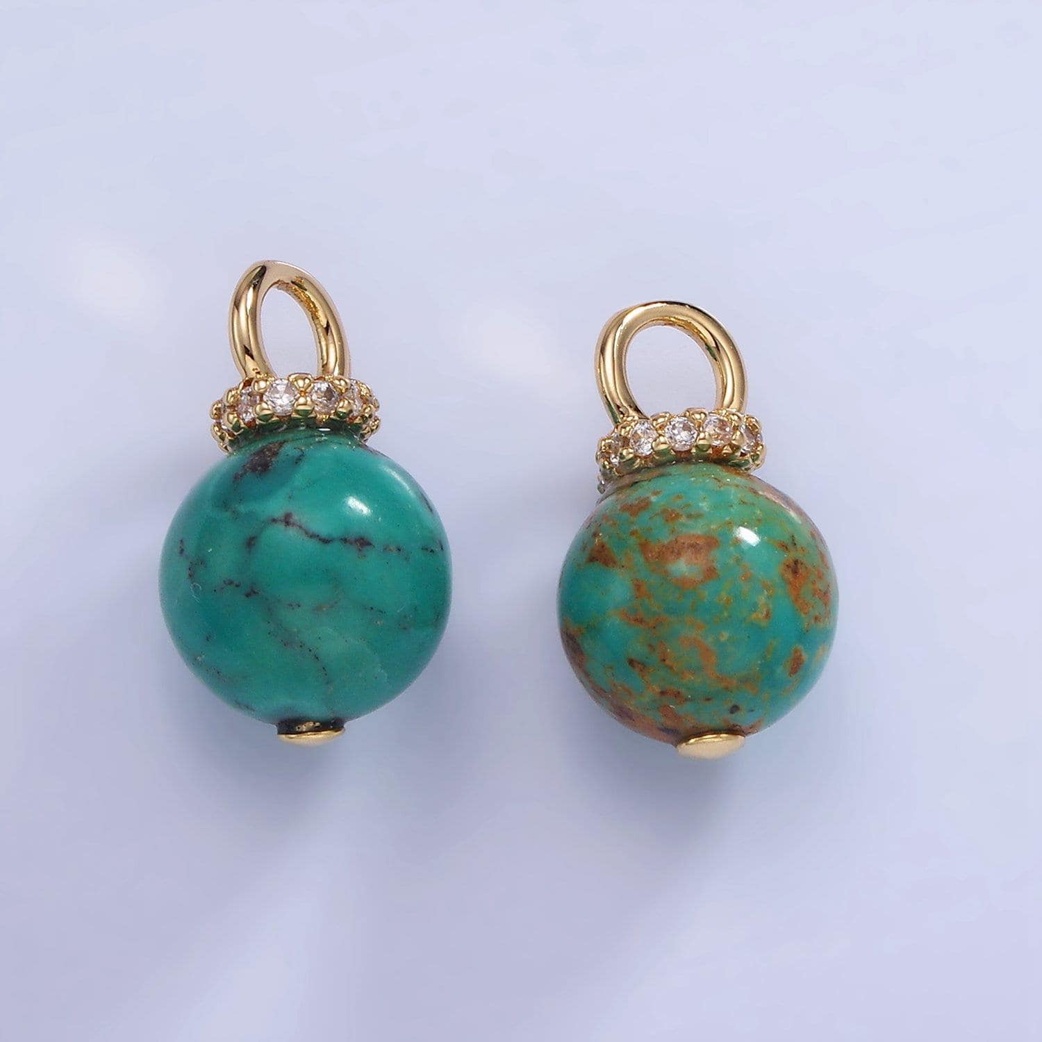 14k gold filled turquoise, fuchsite green gemstone round drop pendant | ag748 ag750