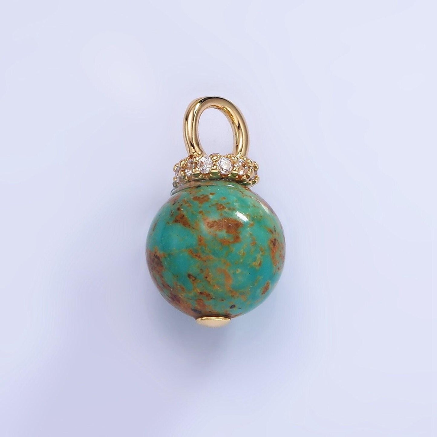 14k gold filled turquoise, fuchsite green gemstone round drop pendant | ag748 ag750