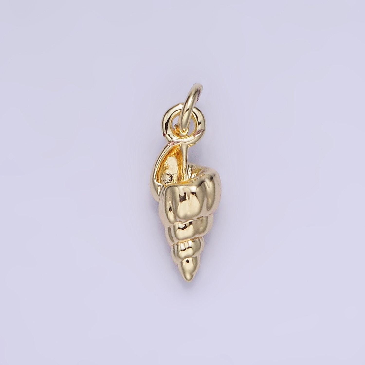Dainty gold conch sea shell pendant micro summer ocean snail shell charm | diy fashion jewelry add on necklace bracelet | ag725