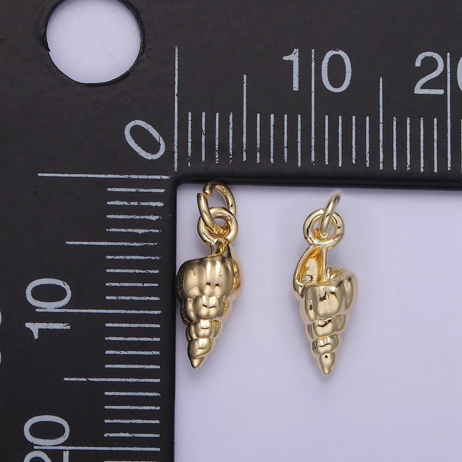 Dainty gold conch sea shell pendant micro summer ocean snail shell charm | diy fashion jewelry add on necklace bracelet | ag725