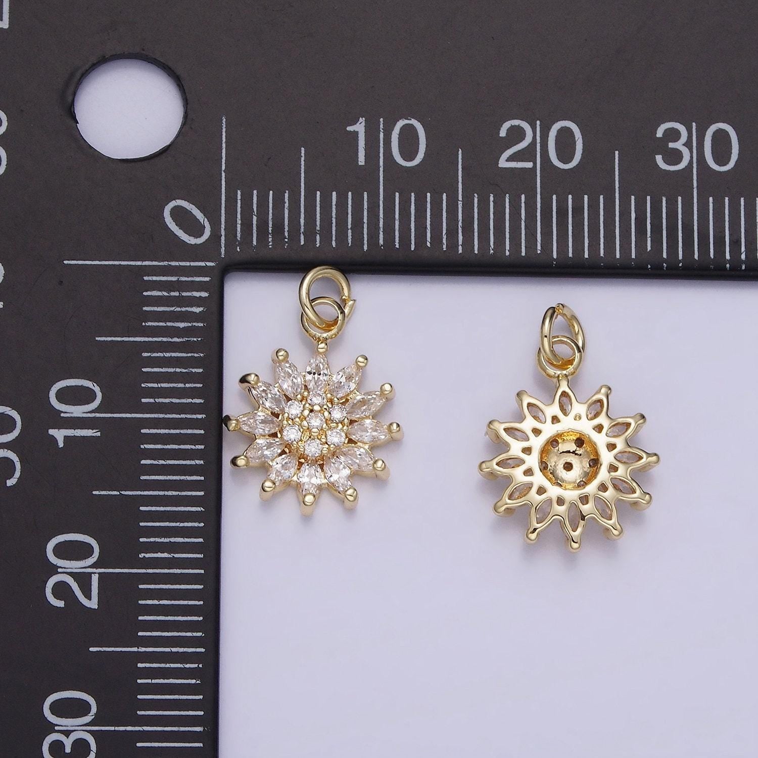 Mini gold sun charms tiny cz charm for necklace earring bracelet jewelry making supply celestial jewelry ag722