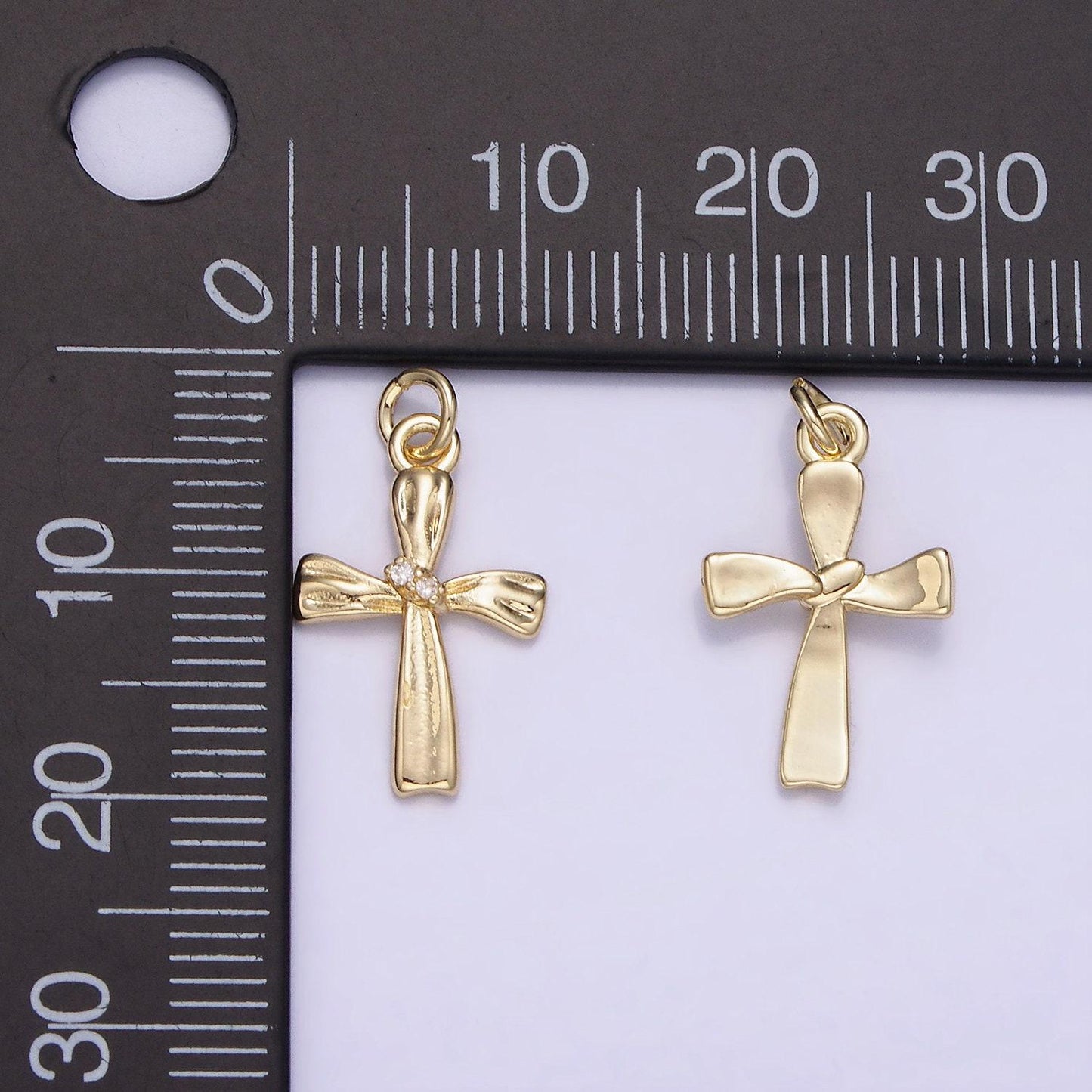 Dainty gold cross charm minimalist gold filled cross pendant dangle charm for religious jewelry supply ag720