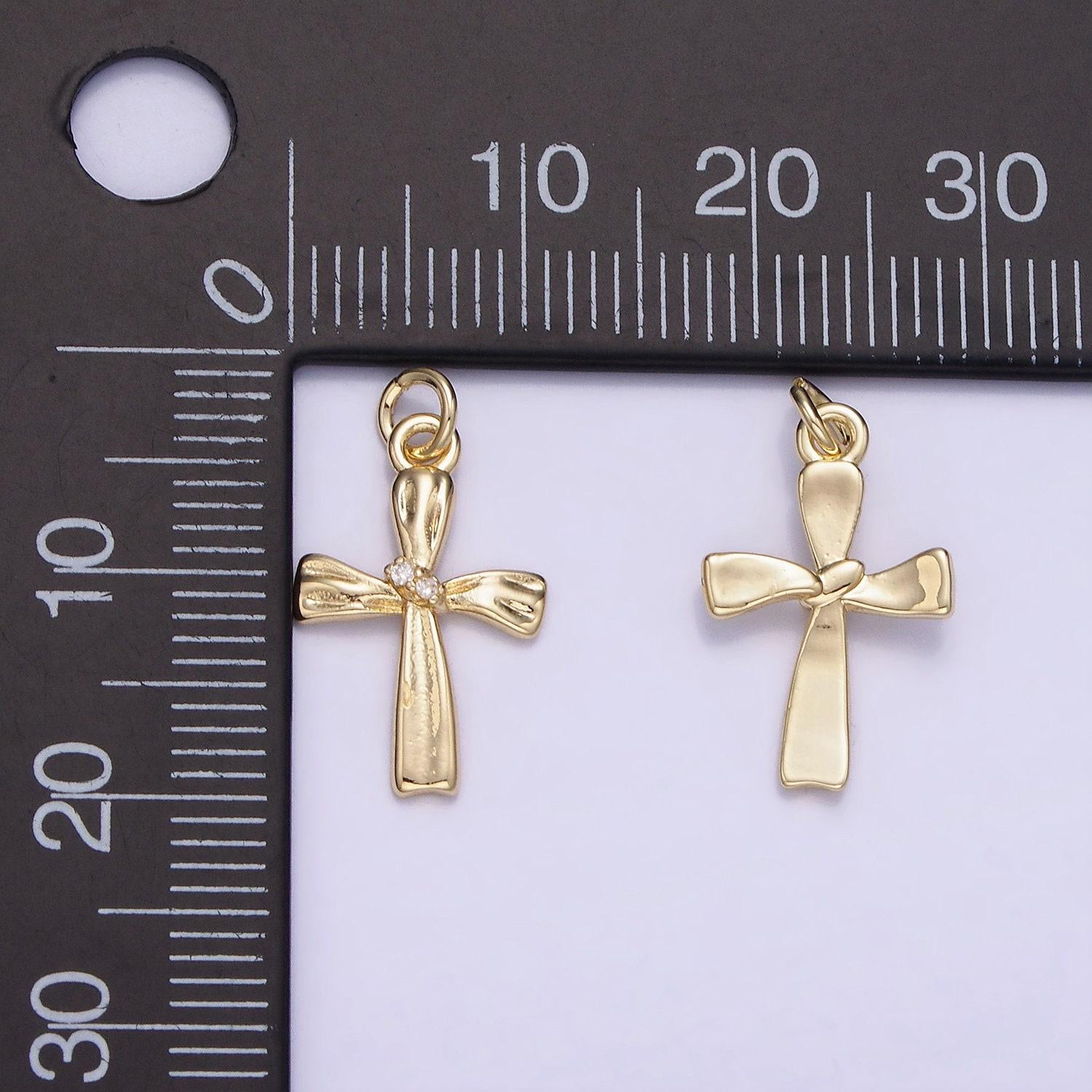 Dainty gold cross charm minimalist gold filled cross pendant dangle charm for religious jewelry supply ag720