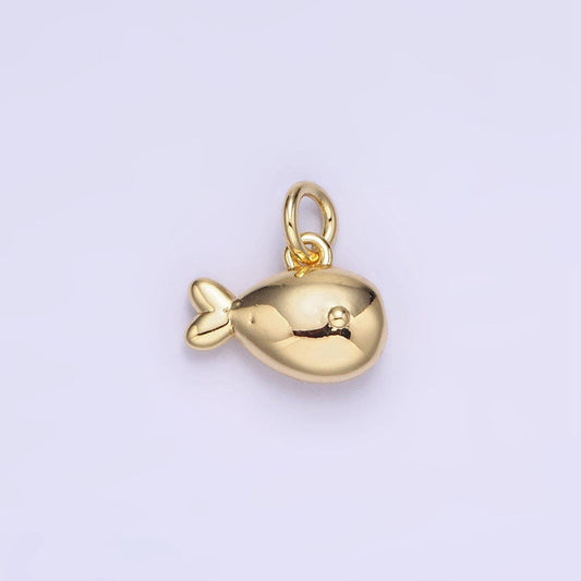 Mini 14k gold filled 10mm fish charm tail ocean animal puffed mini add-on charm | ag715