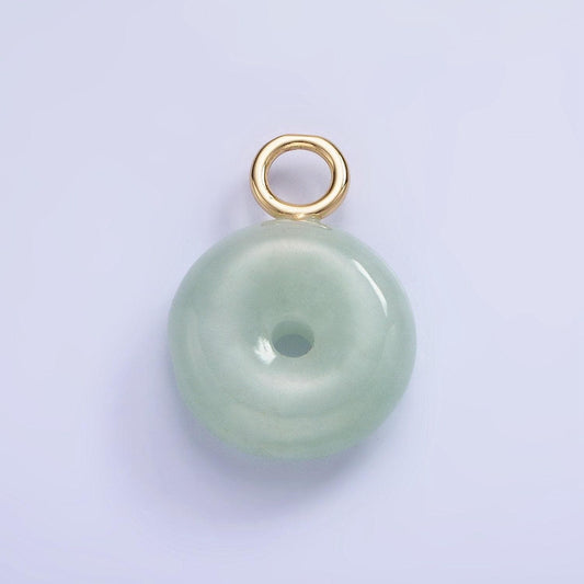 16k gold filled light green jade donut pendant minimalist good luck amulet protection jewelry gift for her necklace | CHARMS-00259