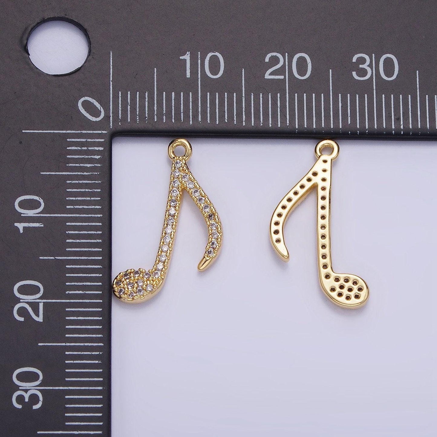 14k gold filled music eight note micro paved cz charm | ag-704