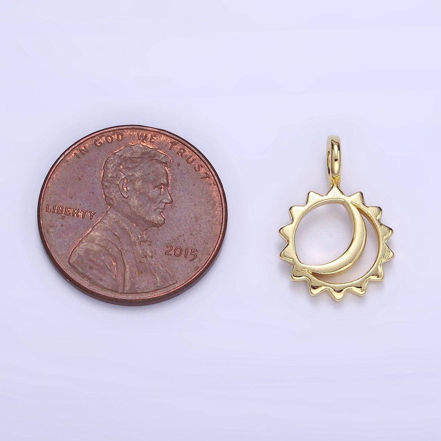 14k gold filled open celestial sun crescent moon pendant | ag-702