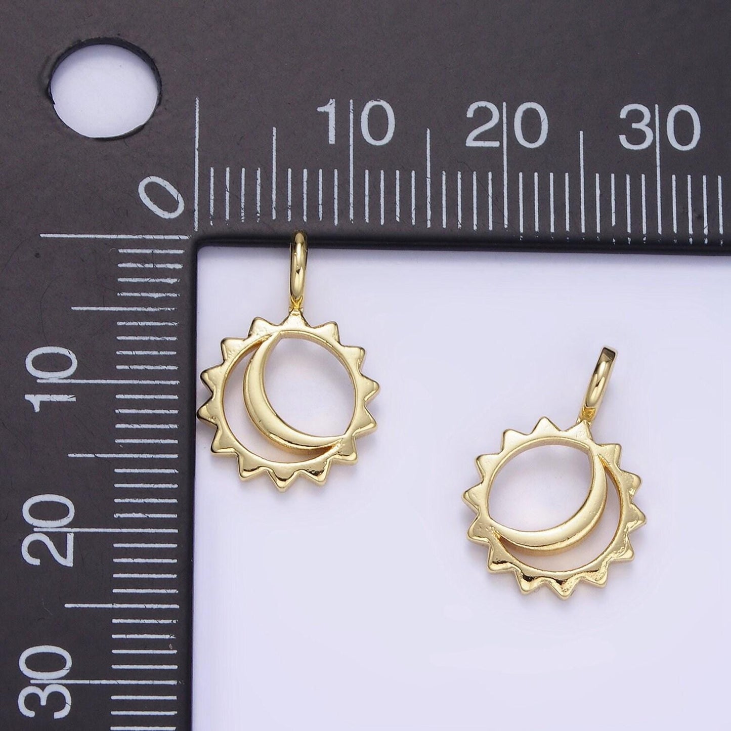 14k gold filled open celestial sun crescent moon pendant | ag-702