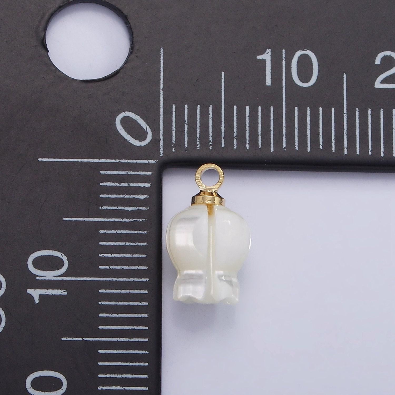 14k gold filled white pearl flower bud drop pendant for minimalist jewelry making supply | ag-687