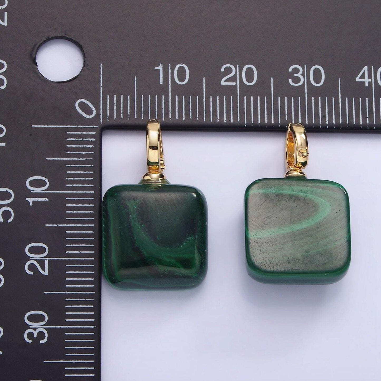 Malachite square beads charms open bail clasp pendant natural stone 14k gold filled pendant for necklace component ag683