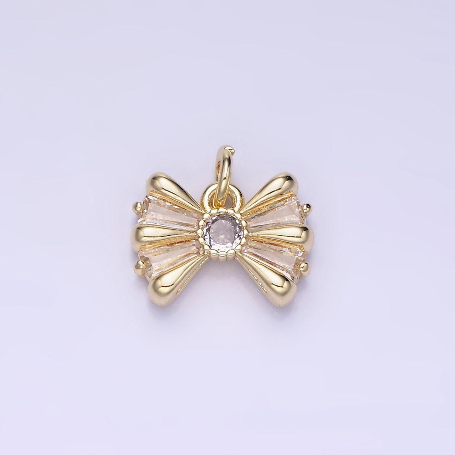 Mini gold bow charm for bracelet necklace earring supply ag679