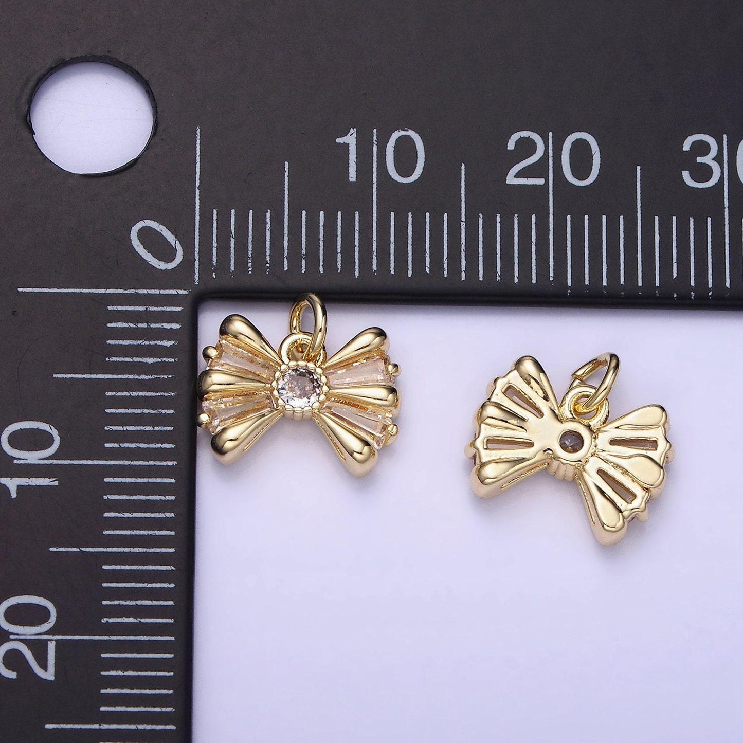 Mini gold bow charm for bracelet necklace earring supply ag679