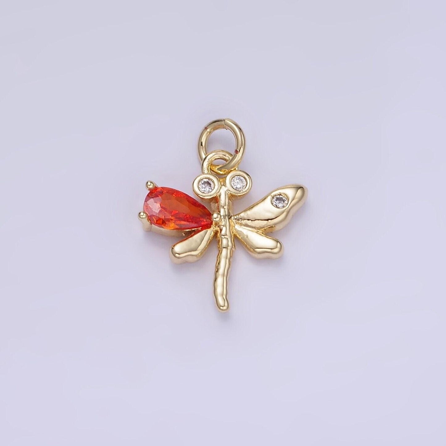 14k gold filled dragonfly cz wing 14mm | ag-673