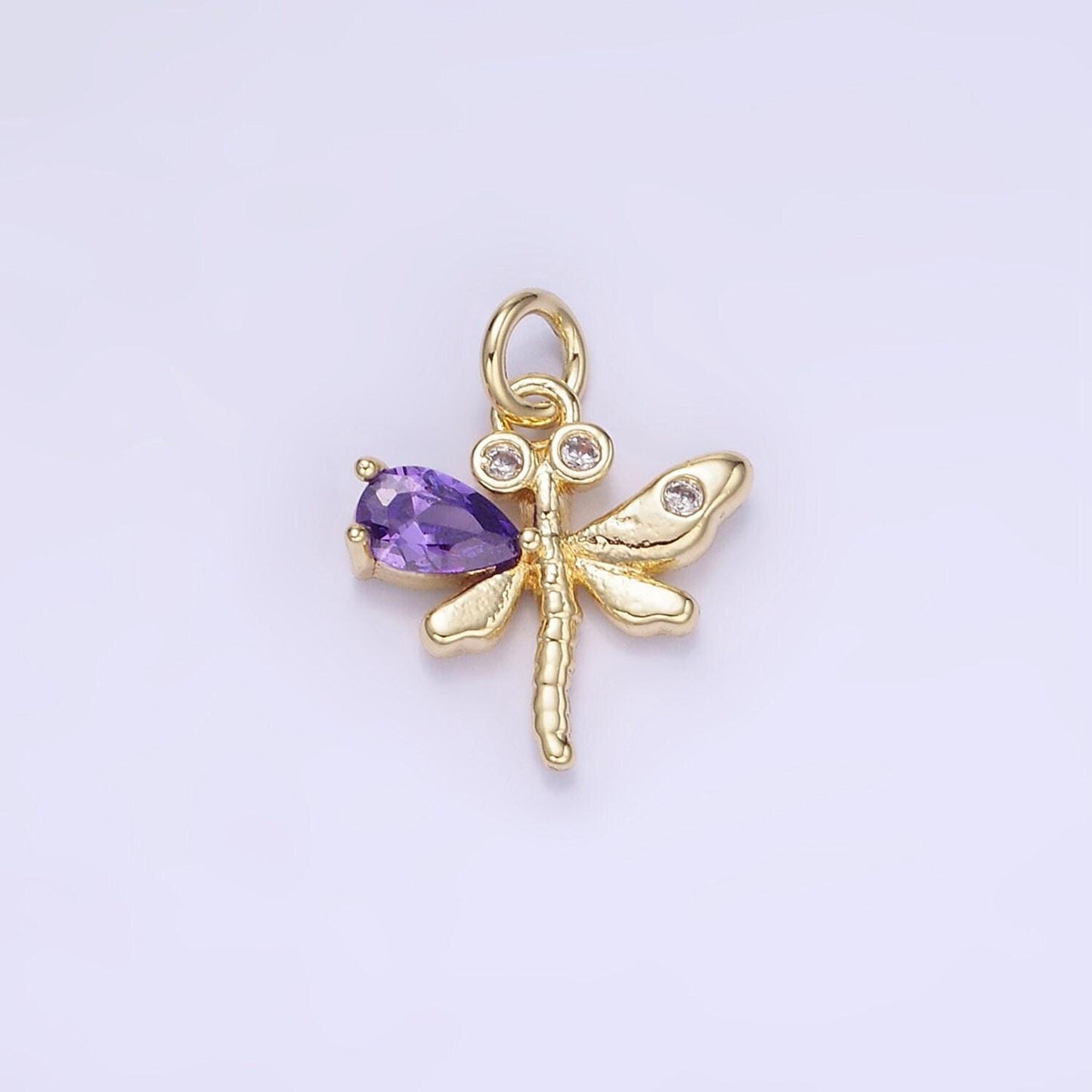14k gold filled dragonfly cz wing 14mm | ag-673