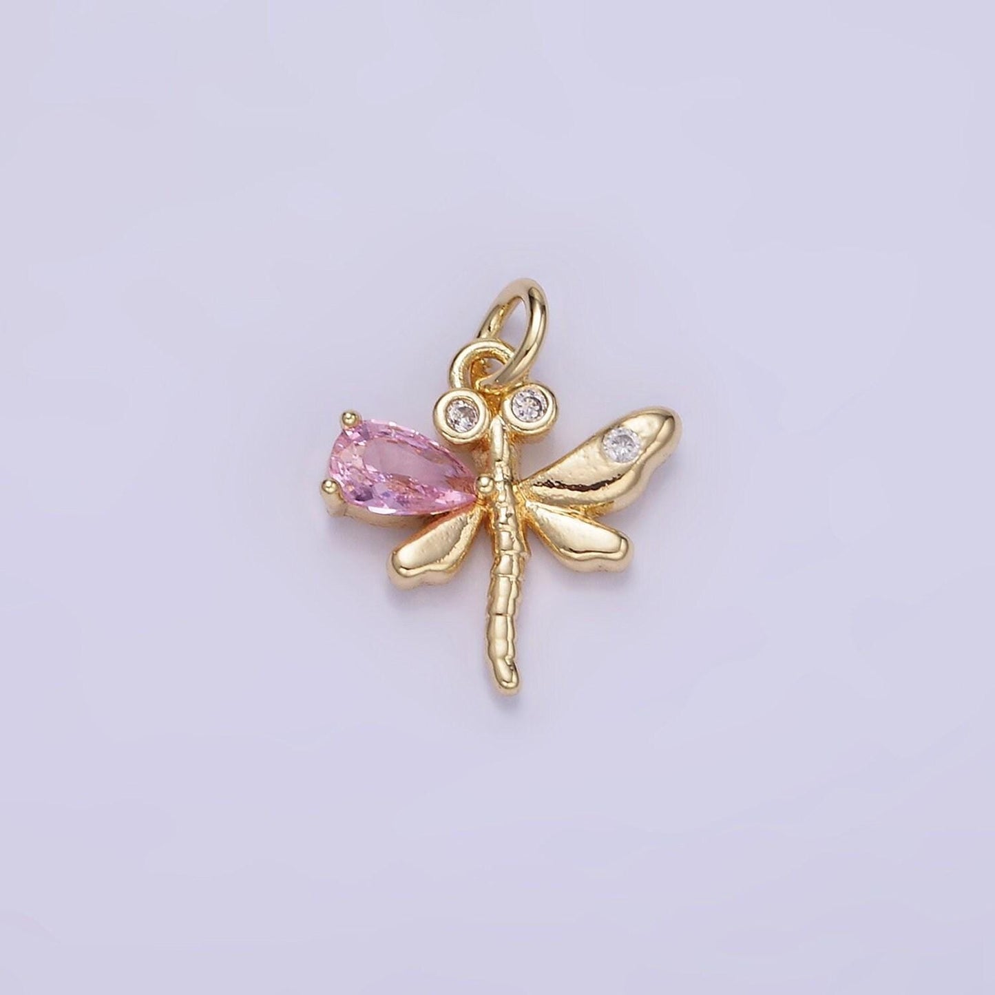 14k gold filled dragonfly cz wing 14mm | ag-673