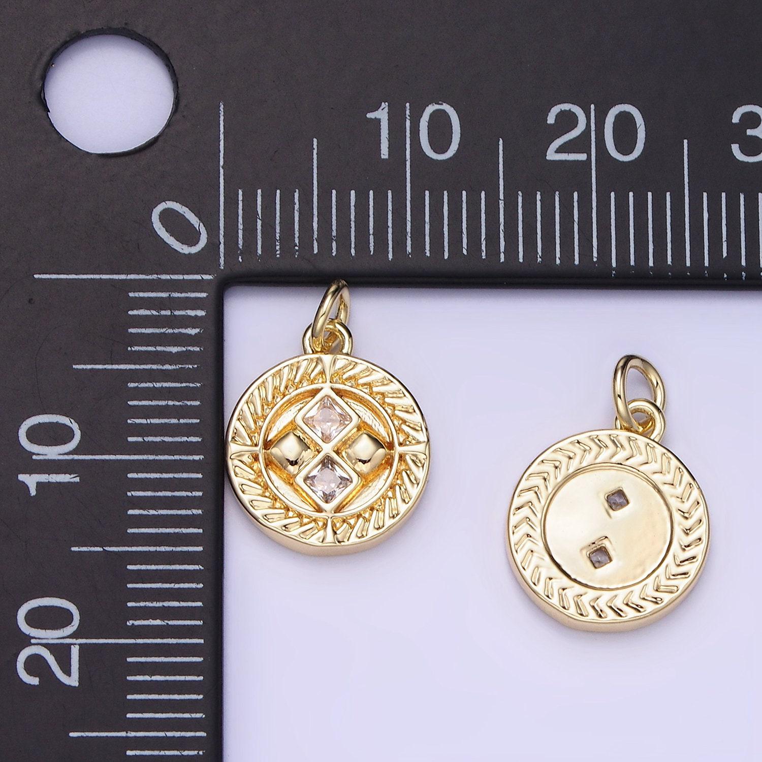 14k gold filled round charm diamond cz 15mm | ag-658