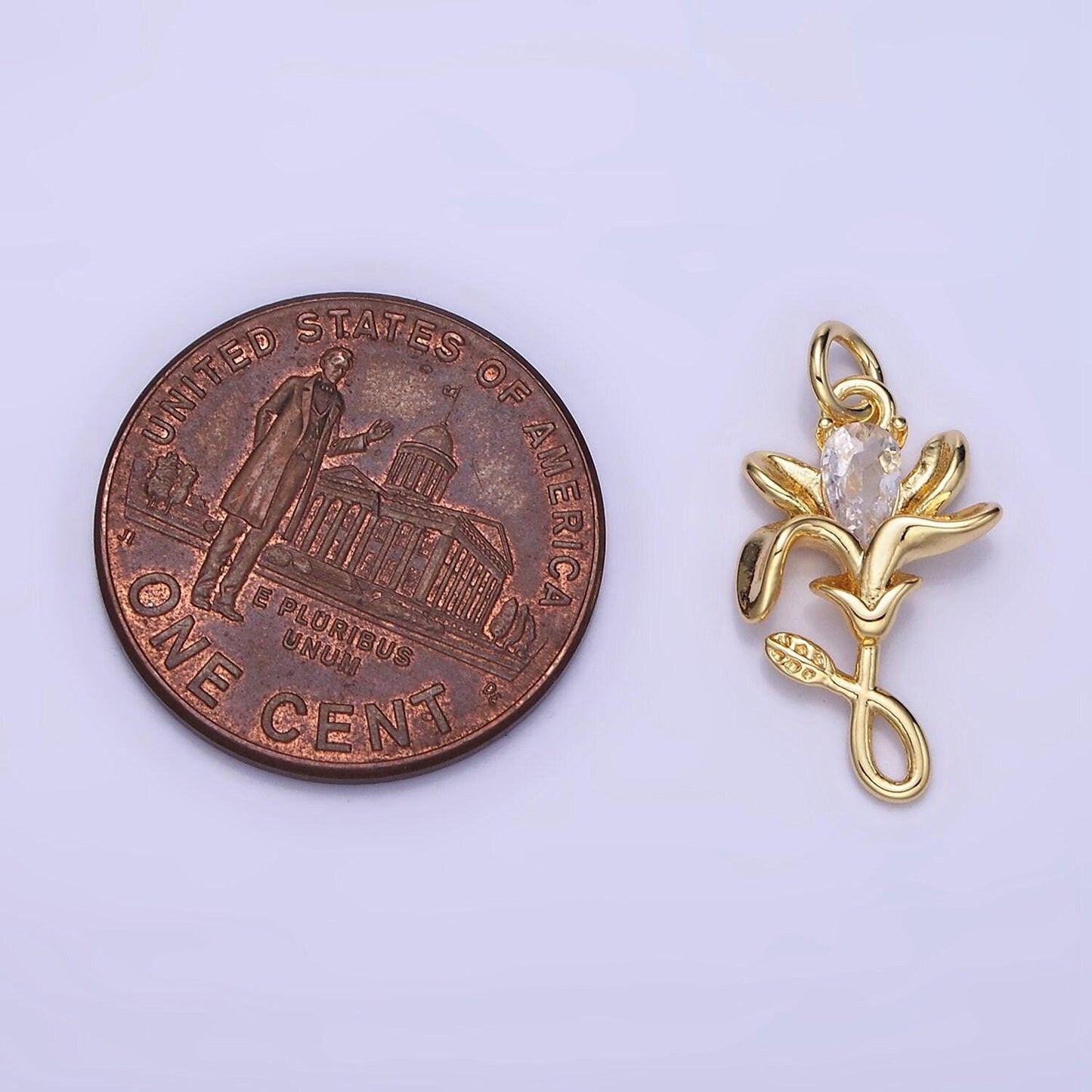 Dainty tiny small flower petal charm micro pave pendant cubic cz dangle leaf petal charm for diy jewelry making 14k gold filled charm ag655