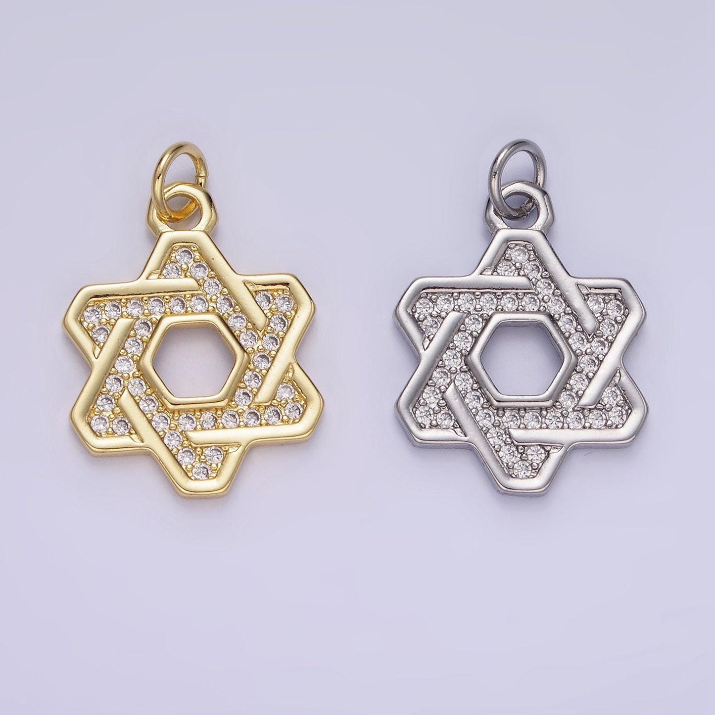 Dainty star of david 14k gold filled lightweight religious charm pendant jewish celestial jewelry micro pave cubic zirconia charm ag648