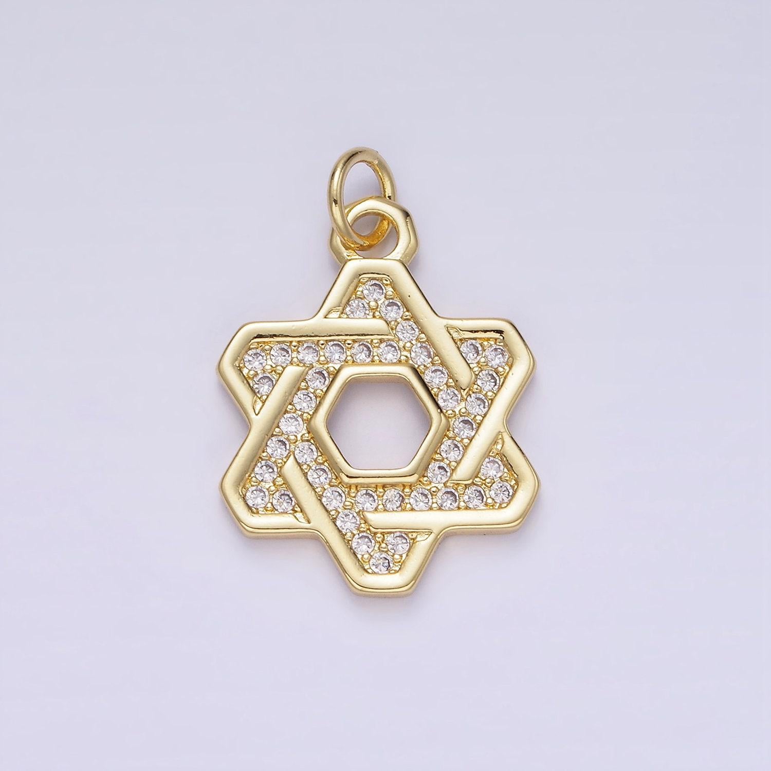 Dainty star of david 14k gold filled lightweight religious charm pendant jewish celestial jewelry micro pave cubic zirconia charm ag648