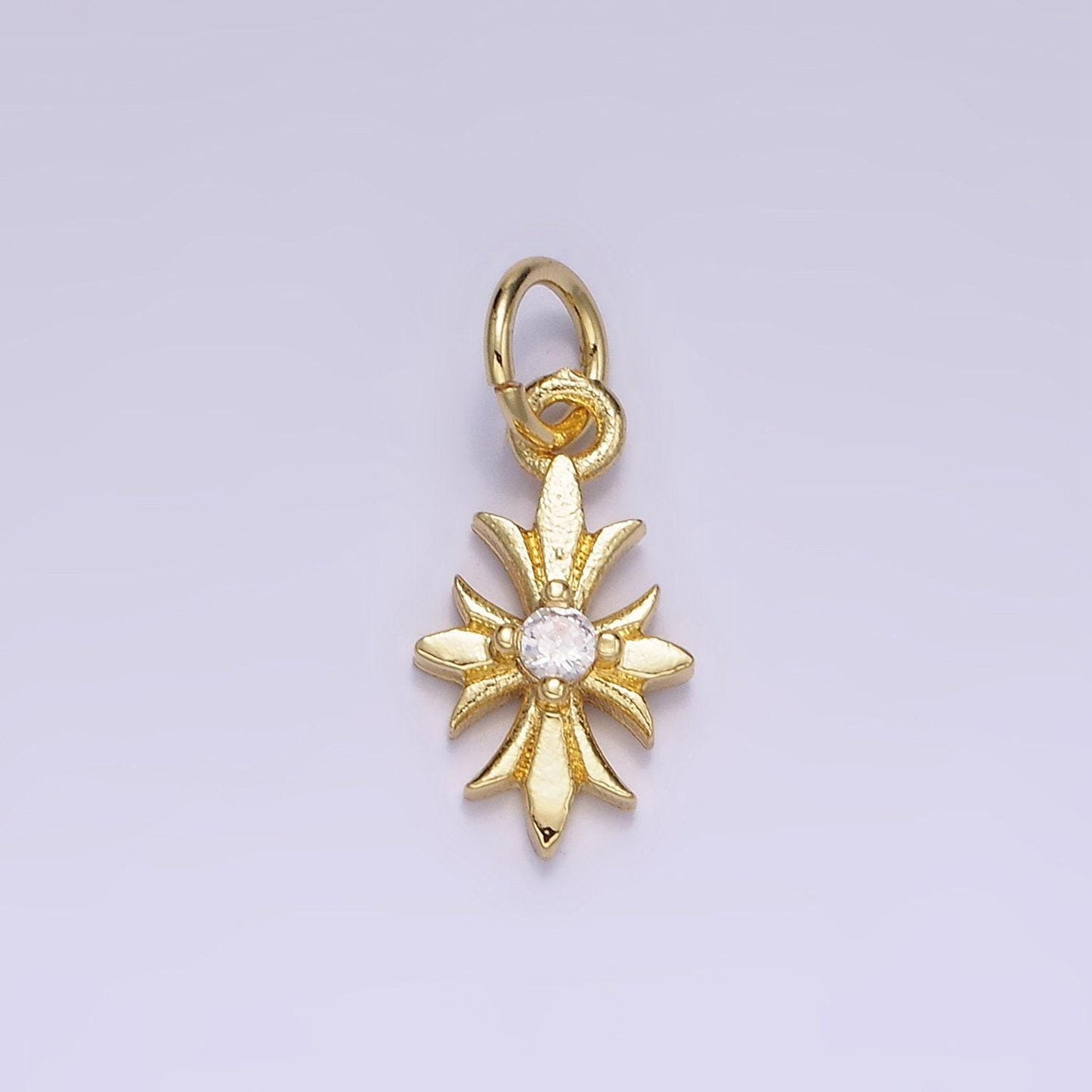 Mini cross charm 14k gold filled 16mm clear cz fleury cross add-on charm | ag647