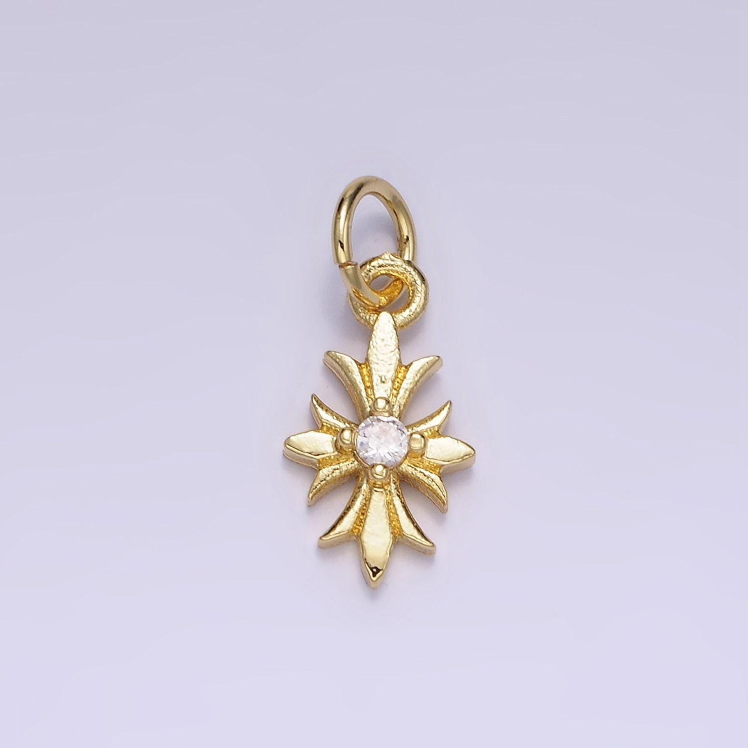 Mini cross charm 14k gold filled 16mm clear cz fleury cross add-on charm | ag647