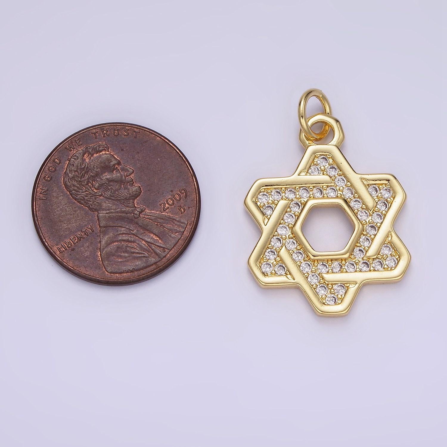 Dainty star of david 14k gold filled lightweight religious charm pendant jewish celestial jewelry micro pave cubic zirconia charm ag648