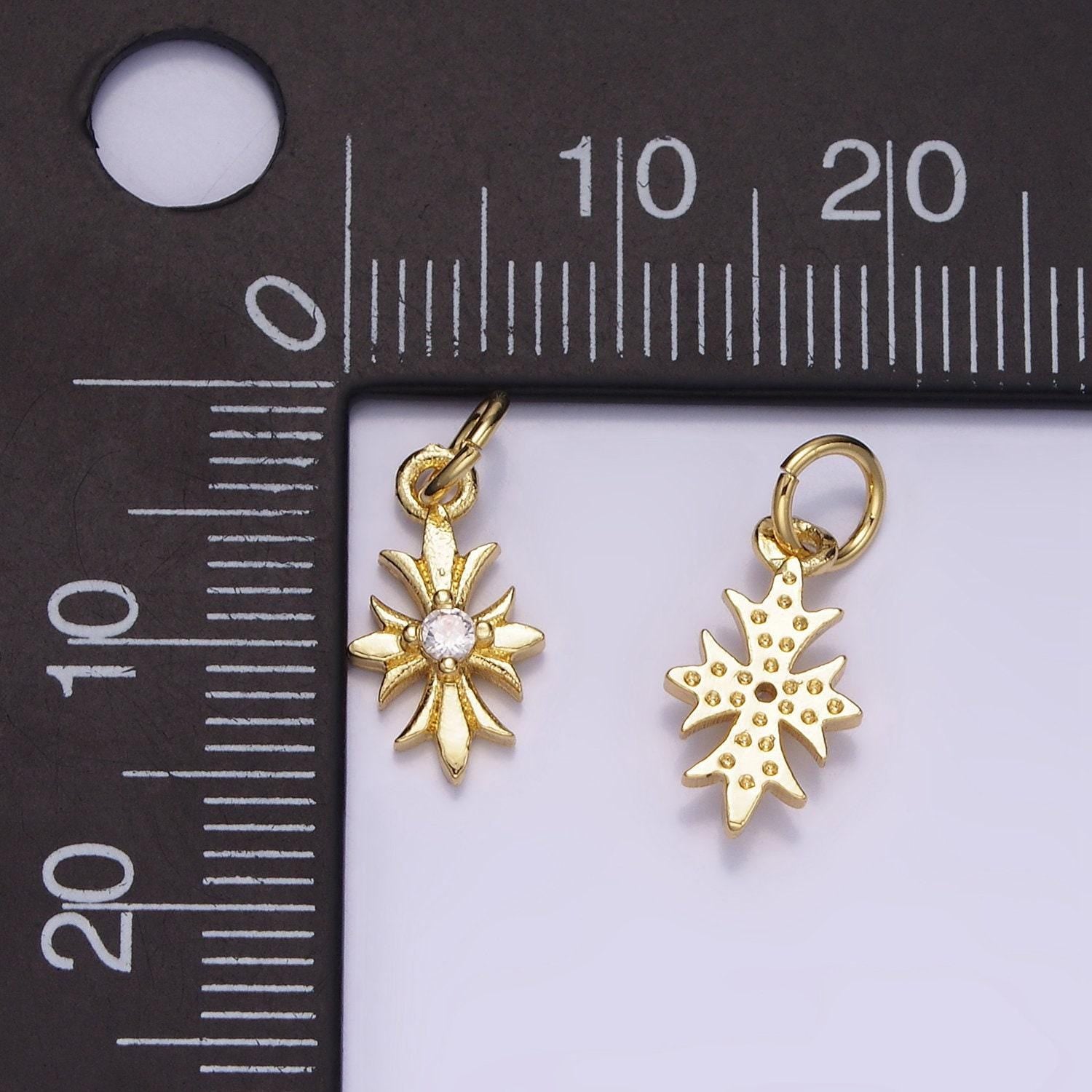 Mini cross charm 14k gold filled 16mm clear cz fleury cross add-on charm | ag647