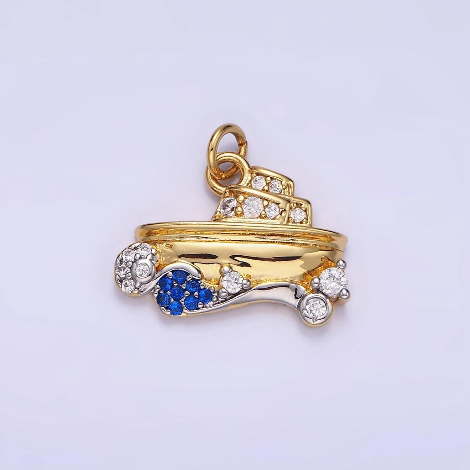 14k gold filled speed boat in water 14.8mm | ag-632