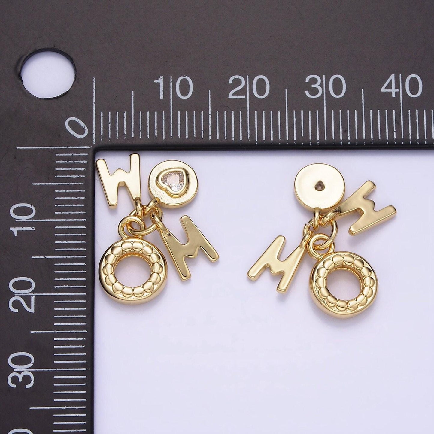 14k gold filled mom w/ cz heart 20mm | ag-629