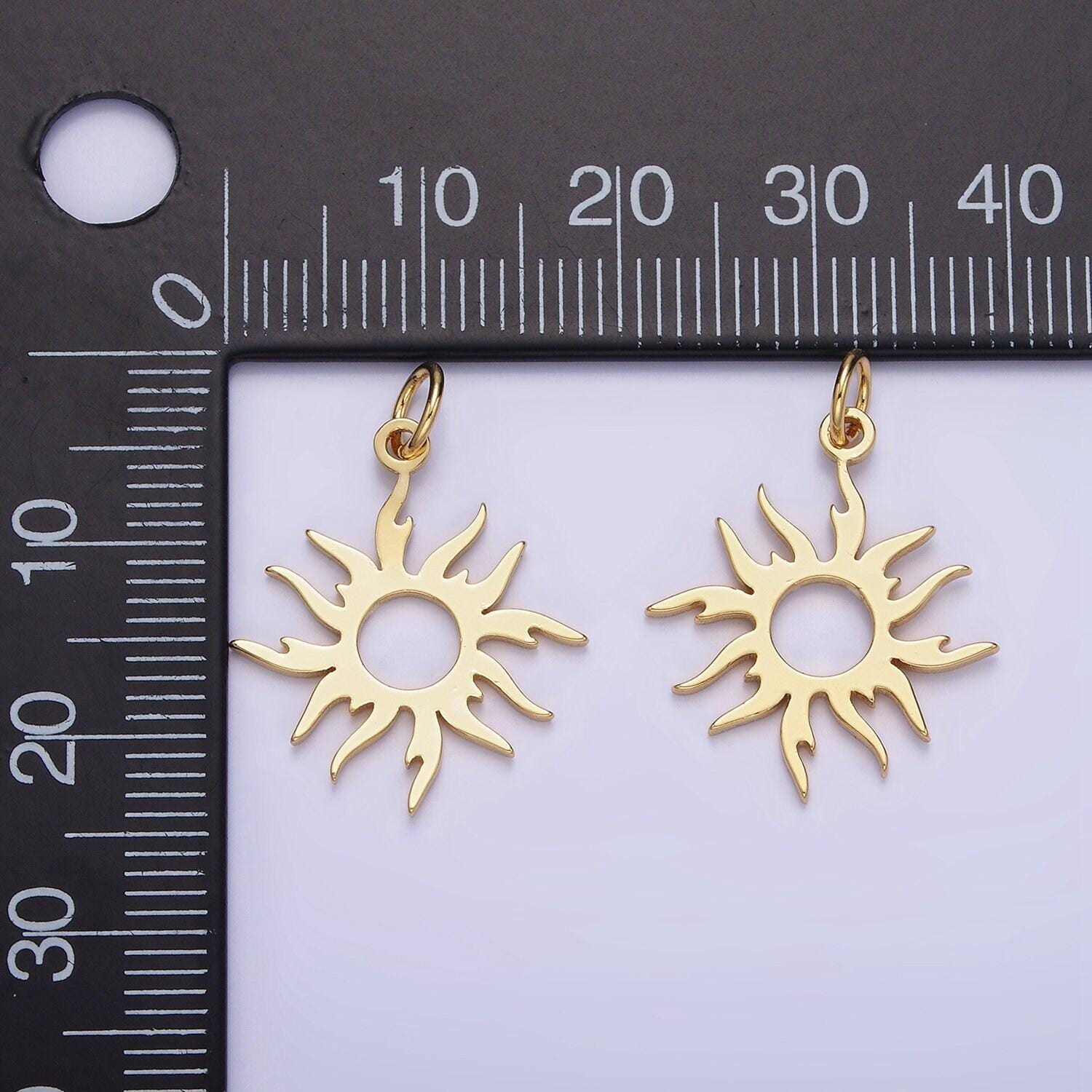 14k gold filled blazing sun 14mm charm/pendant | ag-626