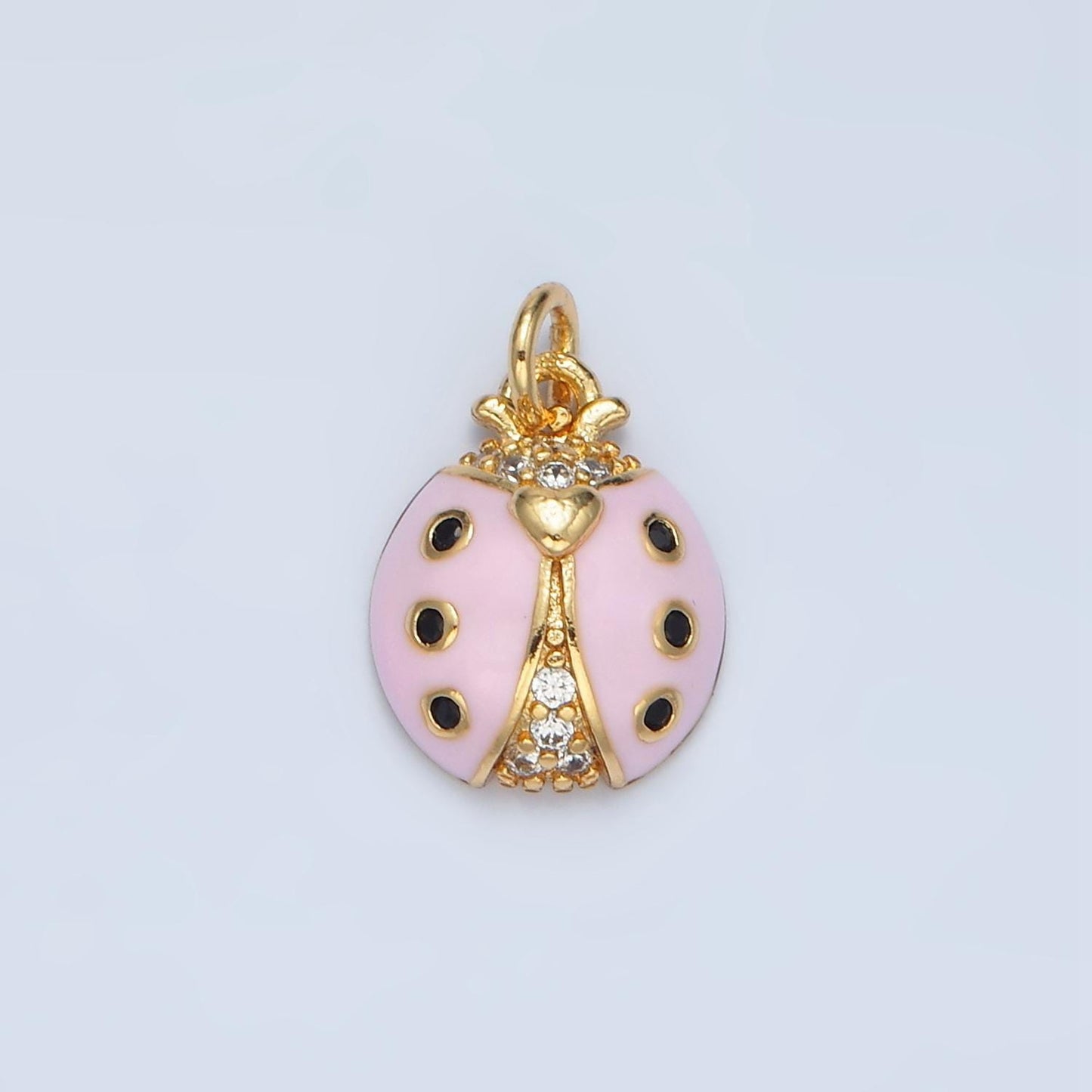 Dainty red pink lady bug charm enamel animal charm bracelet necklace pendant earring component supply ag622