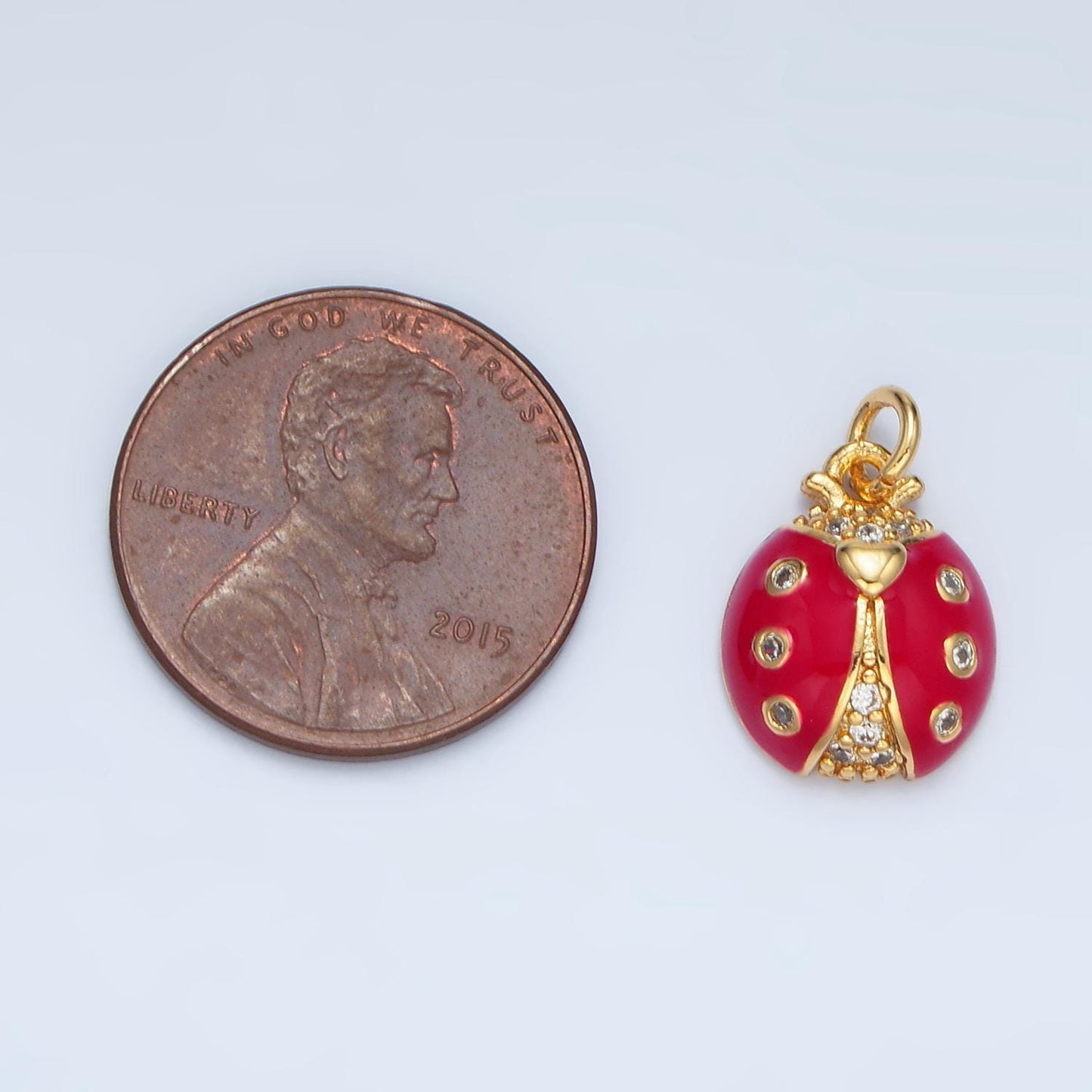 Dainty red pink lady bug charm enamel animal charm bracelet necklace pendant earring component supply ag622