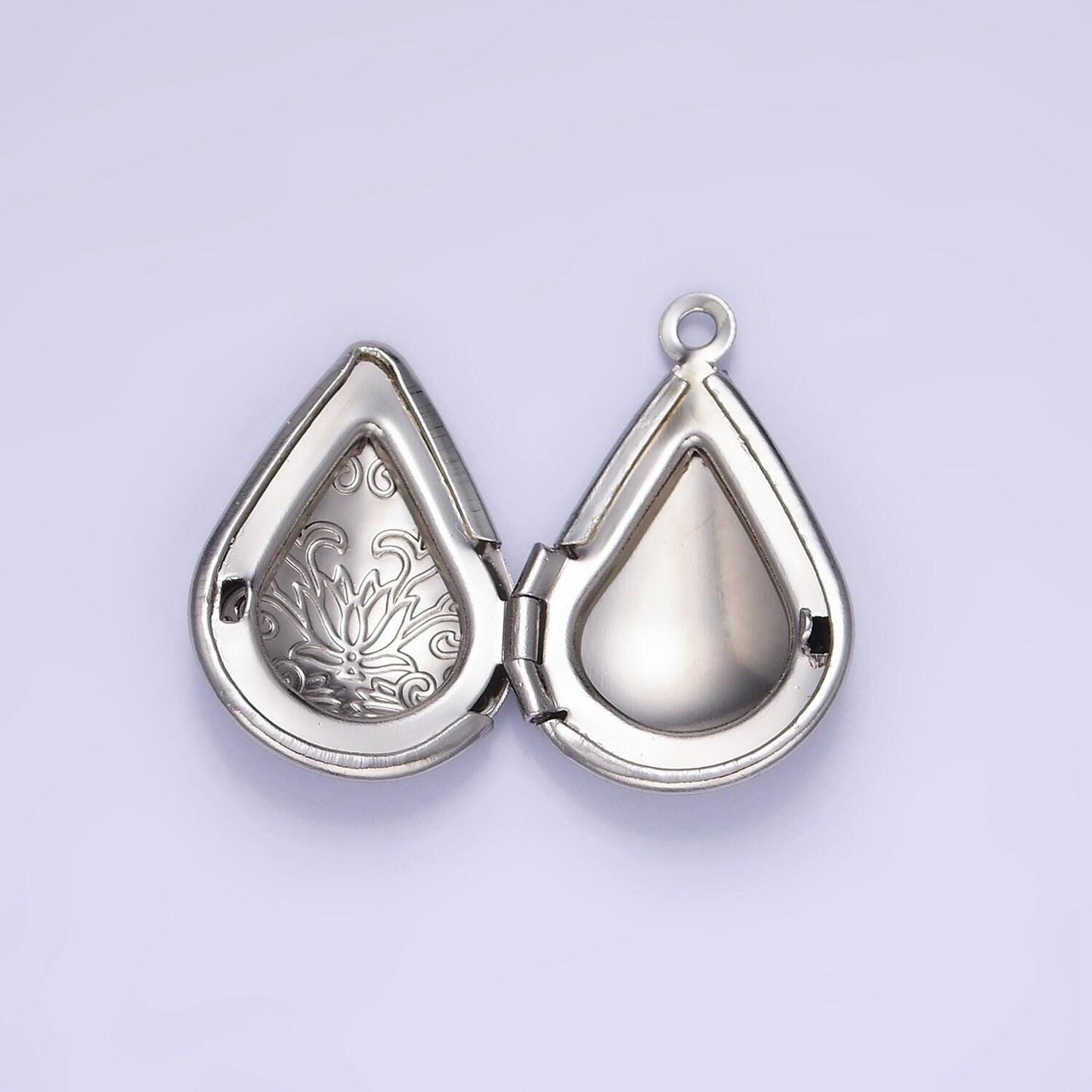 14k gold filled flower vine leaf teardrop dome minimalist locket charm | AA1328