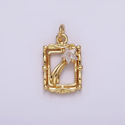 14k gold filled celestial shooting star artisan open frame charm for bracelet necklace pendant diy jewelry making supply | ag596