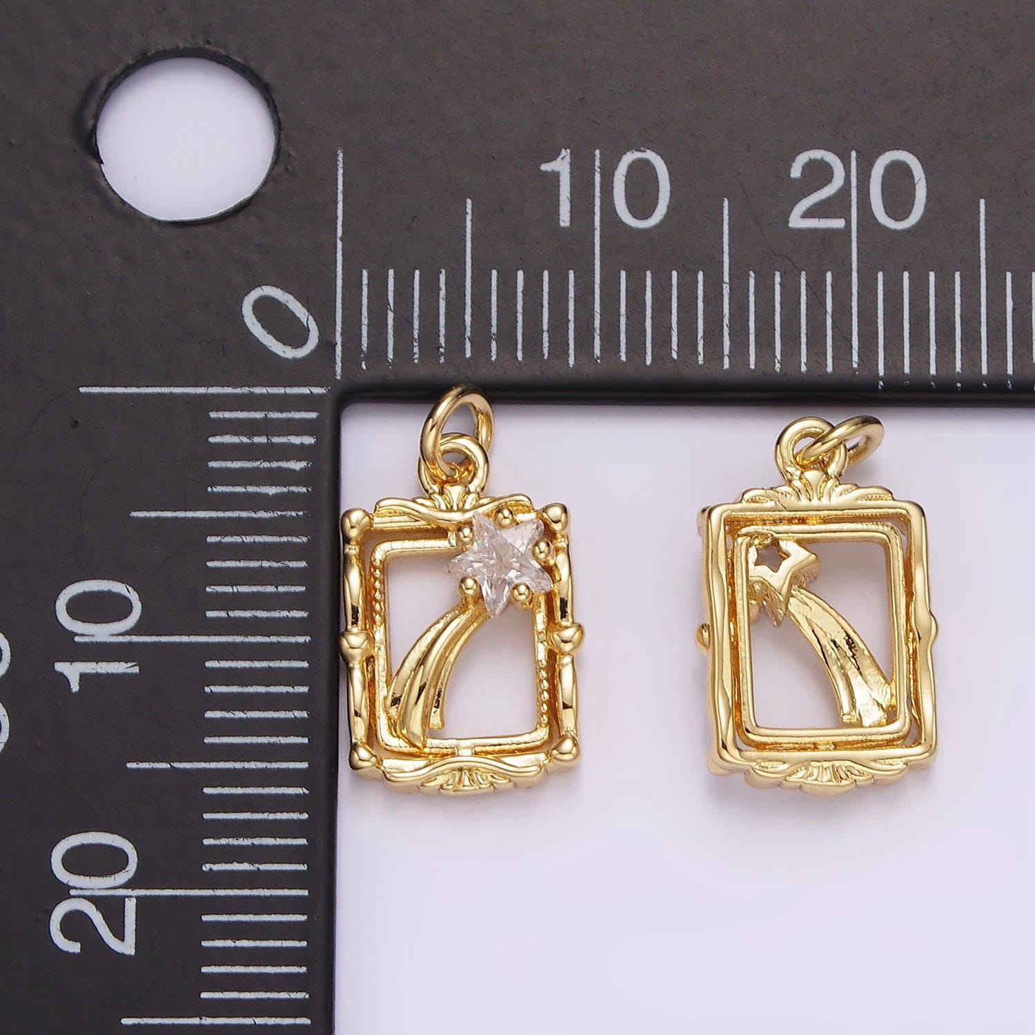 14k gold filled celestial shooting star artisan open frame charm for bracelet necklace pendant diy jewelry making supply | ag596